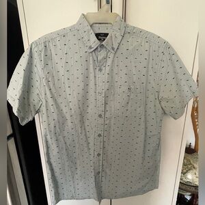 Men’s Blue Dinosaur Print Artistry In Motion Button-Down Shirt Size Small S